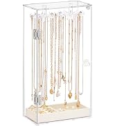 Necklace Holder, Acrylic Necklace Organizer, Rotatable Clear Jewelry Holder Organizer Display Cas...