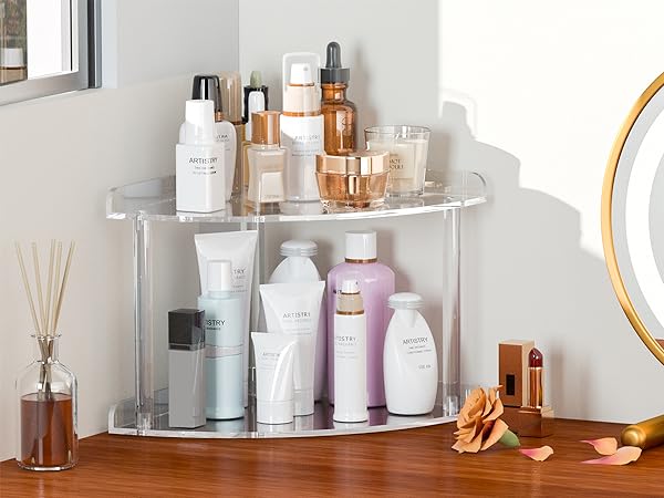 Acrylic Corner Organizer Shelf for Dresser