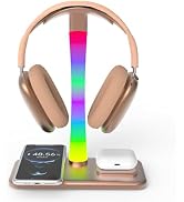 Headphone Stand with Wireless Charger,Gaming Headset Stand with RGB Light Mode,Airpod Max Stand C...