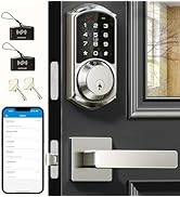 Veise VE06-L Smart Locks with 2 Lever Handle Set, App Control, Keyless Entry Deadbolt for Front D...