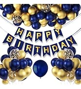 Navy Blue and Gold Birthday Party Decorations 100pcs Gold Blue Balloons Garland Arch Kit Pre-Stru...