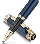 MCNTEIK 317 Rollerball - Stunning Luxury Blue Lacquer Pen with 24K Gold Finish, Schmidt Black Ink...