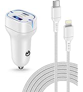 USB C Lightning Cord with 38W iPhone Car Charger for Apple 14 Pro Max 14Pro 13 12 11 10 SE X XR X...
