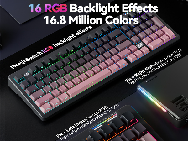 96% keyboard rgb backlit mechanical keyboard gaming light up computer keyboards with number pad