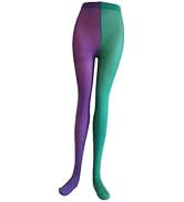 TENDYCOCO Two Toned Tights - Footed Leggings Opaque Pantyhose Stretch Control Stockings (Green an...