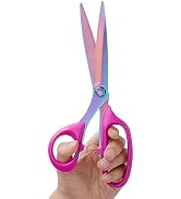 Left Handed Sewing Scissors for Fabric Cutting, Professional Sharp Heavy Duty Titanium Coating Fo...