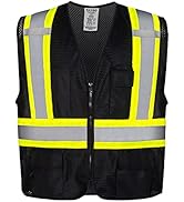 KAYGO High Visibility Safety Vests KG0100, Safety Vests Reflective with Pockets and Zipper,ANSI T...
