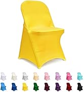 ManMengJi Yellow Folding Chair Covers, Spandex Folding Chair Covers 12 PCS, Banquet Chair Slipcov...