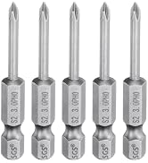 HARFINGTON 5pcs #0 Phillips Screwdriver Bit PH0 1/4" Hex Shank 2" (50mm) Long Magnetic S2 Steel I...