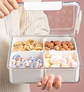 MineSign 2Pack Divided Veggie Tray with Lid Snackle Box Serving Container Salad Keeper with 4 Rem...