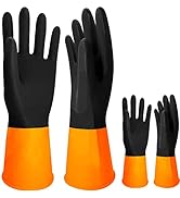 ROYAKI Chemical Resistant Cleaning Gloves, L-XL Set of 2 Pairs Rubber Gloves for Dishwashing , He...