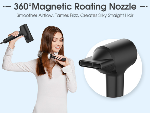 360°Magnetic Roating Nozzle 110000 RPM Hair Dryer, High-Speed Fast Drying Blow Dryer