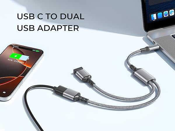 USB C to Dual USB Adapter