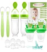 WAJIAYON Baby Fruit Feeder Pacifier - 6 Pack | 2 Baby Fruit Food Feeder Pacifier & 2 Baby Food Di...