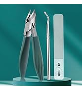 Nail Clippers Set for Seniors Thick Toenails, Ingrown 30° Slanted Eagle-Beak Clipper with Wide Ja...
