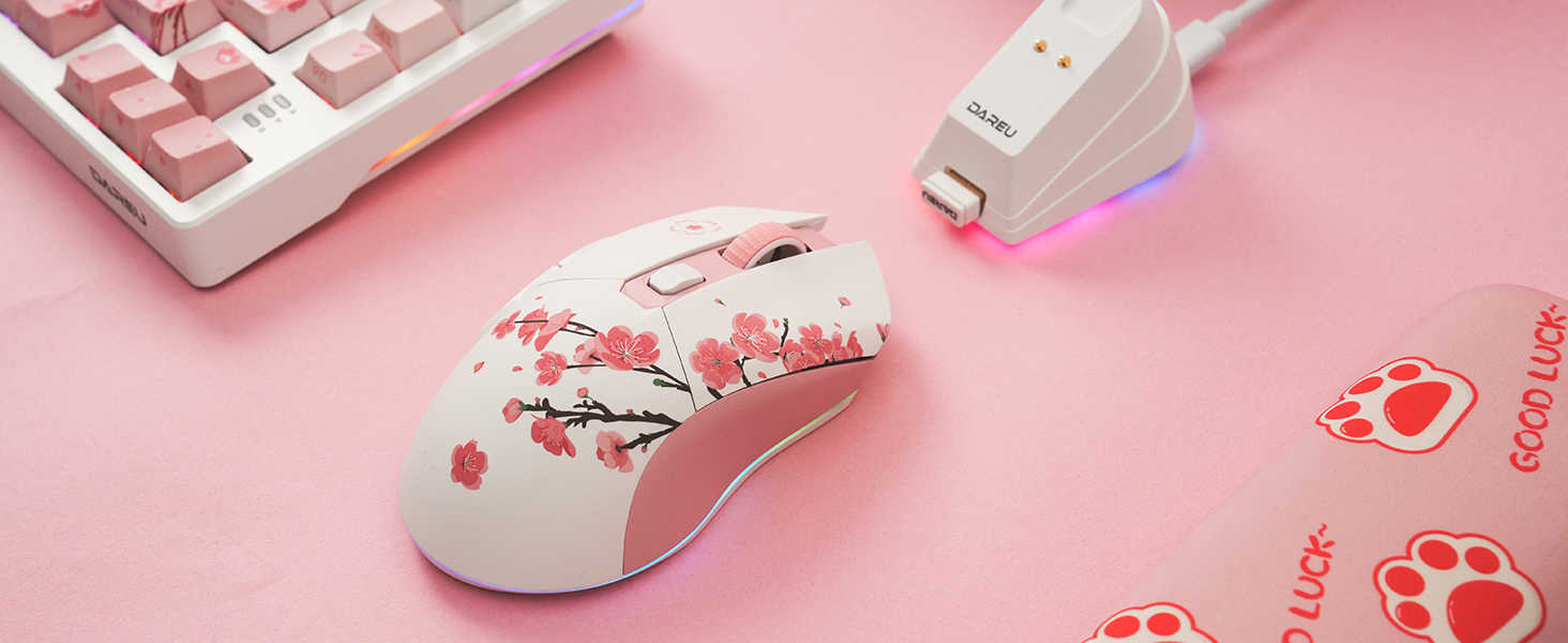 Sakura pink gaming mouse