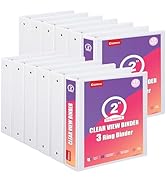 Comix Durable 2 Inch 3 Ring Binder with Clear Cover, 2" Round View Binder with 2 Interior Pockets...