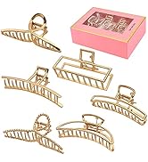LUKACY 6 Pack Large Metal Hair Claw Clips - 4 Inch Big gold hair clips,Perfect Jaw hair clamps fo...