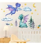 Amimagen Baby Dragon Wall Stickers - Star Moon Dragon Eggs Wall Decals - Baby Bedroom Boys Nurser...