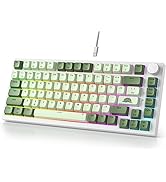Fogruaden Wired 75% Mechanical Gaming Keyboard 75 Percent Matcha Keyboard Hot Swappable Gasket Mo...