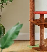 MUTTROS Mushroom Cat Tree Tower with Removable Scratcher, Large Hammock, Condo, Perch, 3 Sisal Po...