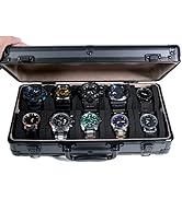 AUKURA 10 slots Aluminum watch organizer Travel Case, Hard Carry Case Storage and Organizer for M...