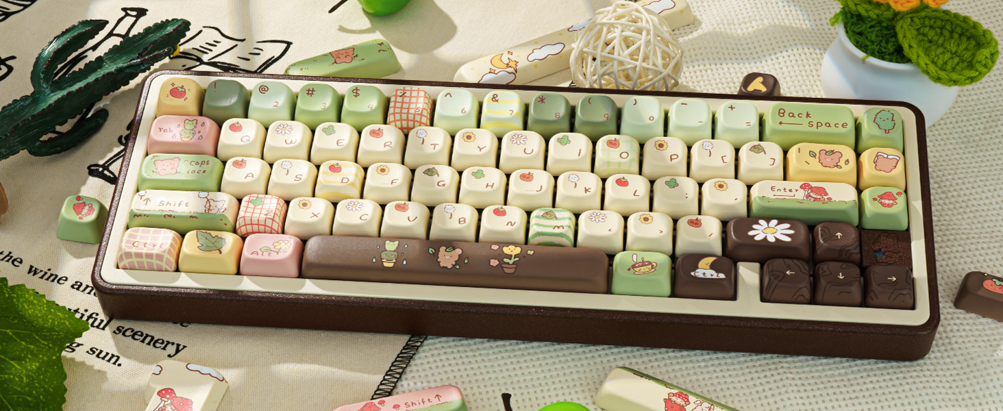 COOMICKEY Cute Keycaps, Thick PBT Keycap FOA Profile, 149 Keys Keyboard Keycaps, Dye-Sub Keycap Set