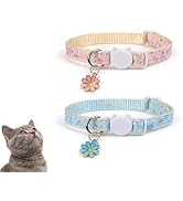 Sucegi 2 Pack Cat Collar, Lightweight (0.4" Wide), Elastic Quick Release, Kitten Collar Adjustabl...
