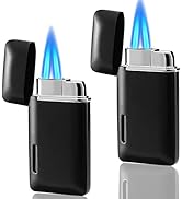 Futlidys 2 Pack Mini Torch Lighter Butane Refillable, Double Flame Butane Lighter with Visible Wi...