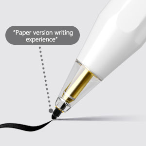 Soft and continuous, paper like feeling The pen tip is soft and almost silent