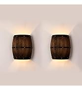 Newrays Antique 2 Pack Wood Wine Barrel Wall Sconce Lighting Fixture Up and Down Indoor Wall Lamp...