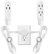 Twin Extension Cord Power Strip, 12 Feet Double Extension Cord - 6 Feet On Each Side,16AWG 3 Pron...