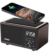 mooas Retro Bluetooth Radio Speaker Vintage Charging Desk Clock Portable Bedside Analog Antique O...