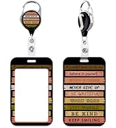 Beemorita Positive Quote ID Badge Holder Black Retractable Reel ID Holder Cool Badge Reel Clip fo...