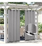 Easy-Going Linen Look Outdoor Curtains Waterproof Windproof Porch Curtains, Soft Thicken Outdoor ...
