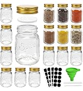 CycleMore 15 Pcs Glass Mason Spice Jars 4oz Empty Spice Bottles with Blank Labels and Shaker Lids...
