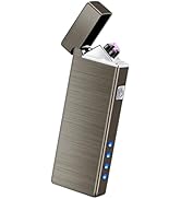 LcFun Electric USB Rechargeable Lighter Windproof Flamesless Plasma Dual Arc Lighter Small Metal ...