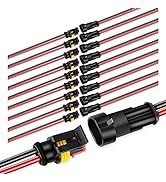 Nilight - 50020R 2Pin Way 16AWG Waterproof Wire 1.5mm Series Terminal Connector-10 Pack,2 Years W...