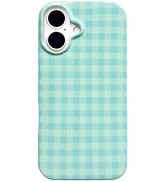 Reezaddin Teal Gingham Plaid Phone Case for iPhone 17 6.3in,Classic Cute Aesthetic Checkered Y2K ...