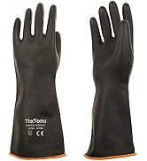 ThxToms Heavy Duty Latex Gloves, Resist Strong Acid, Alkali and Oil, 14", 1 Pair