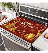HOMETITUTE Merry Christmas Decorative Stove Top Cover 28x20 Inch Glass Top Protector Silicone Mat...