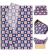 Whaline 100 Sheets Patriotic Tissue Paper Blue Red Star Stripe Gift Wrapping Paper 4th of July De...