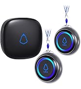 Caregiver Pager, Wireless Call Button for Seniors/Elderly at Home, 2 SOS Buttons + 1 Receiver Med...