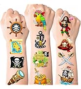 Ozepao 100 Pcs Pirate Temporary Tattoos for Kids,(2'' x 2'')Individually Wrapped Tattoos, Pirate ...