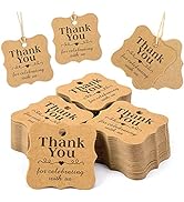 SallyFashion Thank You Tags, 150PCS Brown Kraft Gift Tags with 150PCS Free Natural Jute Twines Br...