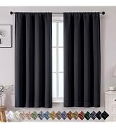 OWENIE Sally Blackout Curtains for Bedroom 63 Inch Length 2 Panels Set, Solid Thermal Insulated R...