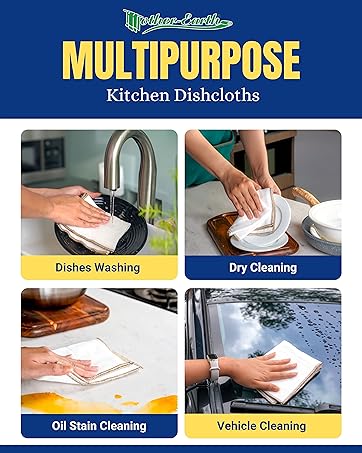 Cotton Kitchen Dishcloths, Ultra Absorbent Quick Drying Dish Towels, Multi Use, Reusable Cloths