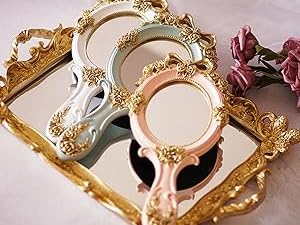 small princess gold held travel girl green cute decorative nakeup face glass cosmetic samll fancy