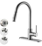 Havin Brushed Nickel Kitchen Faucet with Pull Down Sprayer, High Arc Stainless Steel Material, wi...