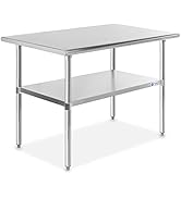 GRIDMANN Stainless Steel Work Table 48 x 30 Inches, NSF Commercial Kitchen Prep Table with Under ...